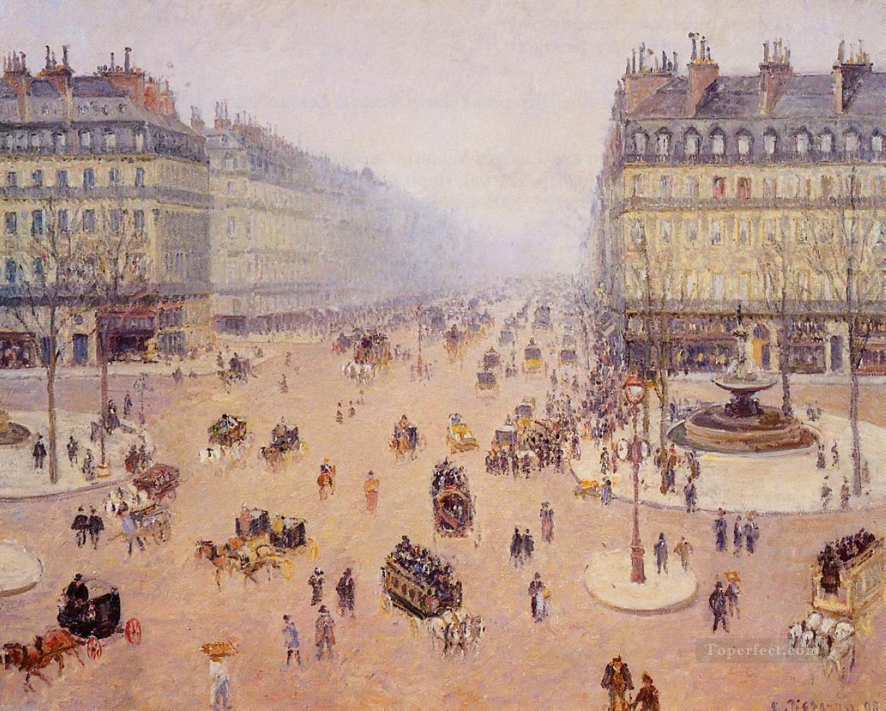 オペラ大通り フランスの脅威広場 霧の天気 1898年 カミーユ・ピサロ油絵